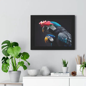 Parrot Birds Horizontal Frame with Vibrant Paint Accents - Dipaliz - Posters Prints & Visual Artwork