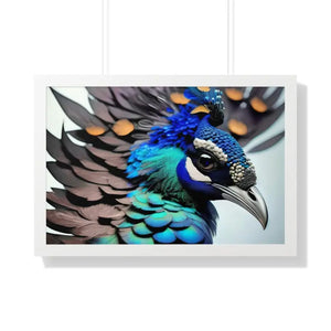 Stunning Peacock Bird Horizontal Frame - Vibrant Wall Art - Dipaliz - 30’’ x 20’’ / White - Posters Prints & Visual