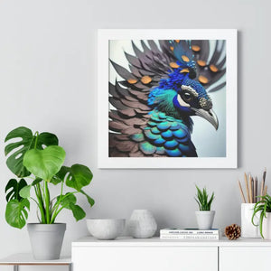 Stunning Peacock Bird Horizontal Frame - Vibrant Wall Art - Dipaliz - Posters Prints & Visual Artwork