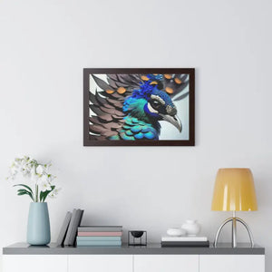 Stunning Peacock Bird Horizontal Frame - Vibrant Wall Art - Dipaliz - Posters Prints & Visual Artwork
