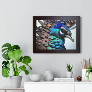 Stunning Peacock Bird Horizontal Frame - Vibrant Wall Art - Dipaliz - Posters Prints & Visual Artwork