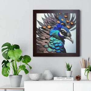 Stunning Peacock Bird Horizontal Frame - Vibrant Wall Art - Dipaliz - Posters Prints & Visual Artwork