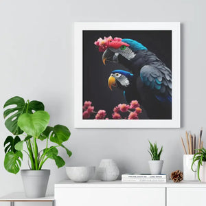 Parrot Birds Horizontal Frame with Vibrant Paint Accents - Dipaliz - Posters Prints & Visual Artwork