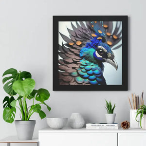 Stunning Peacock Bird Horizontal Frame - Vibrant Wall Art - Dipaliz - Posters Prints & Visual Artwork