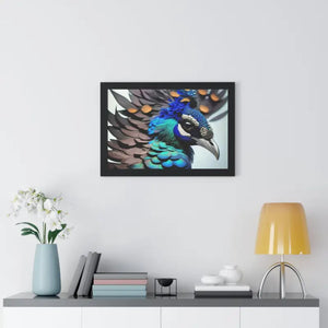 Stunning Peacock Bird Horizontal Frame - Vibrant Wall Art - Dipaliz - Posters Prints & Visual Artwork