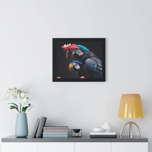 Parrot Birds Horizontal Frame with Vibrant Paint Accents - Dipaliz - Posters Prints & Visual Artwork
