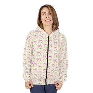 Hearts Unisex Zip Hoodie (aop) - Hoodies