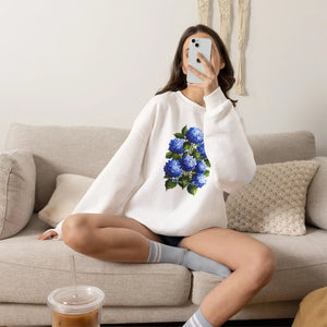 Dipaliz Hydrangea Bouquet Crewneck Sweatshirt Cotton - Sweatshirts