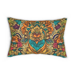 Spun Polyester Lumbar Pillow - Vibrant Indian Pattern - Dipaliz - 20’’ × 14’’ - Pillows