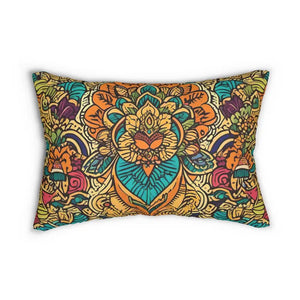 Spun Polyester Lumbar Pillow - Vibrant Indian Pattern - Dipaliz - 20’’ × 14’’ - Pillows