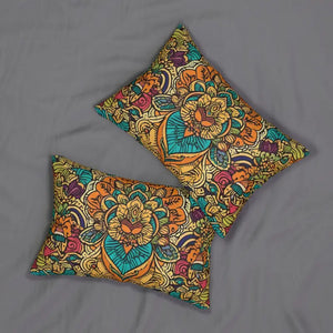 Spun Polyester Lumbar Pillow - Vibrant Indian Pattern - Dipaliz - 20’’ × 14’’ - Pillows