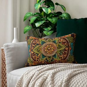 Spun Polyester Lumbar Pillow - Vibrant Indian Pattern - Dipaliz - 20’’ × 14’’ - Pillows