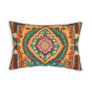 Spun Polyester Lumbar Pillow - Vibrant Indian Pattern - Dipaliz - 20’’ × 14’’ - Pillows