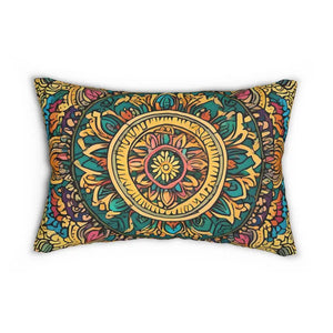 Indian Pattern Spun Polyester Lumbar Pillow - Dipaliz - 20’’ × 14’’ - Pillows
