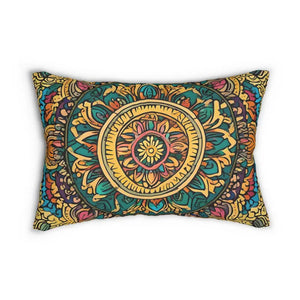 Indian Pattern Spun Polyester Lumbar Pillow - Dipaliz - 20’’ × 14’’ - Pillows