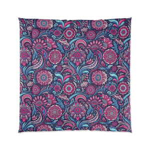 Indian Pattern Comforter Fuchsia Blue Ethnic Style Dipaliz - 88’’ × - Quilts & Comforters
