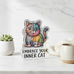 Dipaliz Inner Cat Colorful Patchwork Vinyl Decal Sticker - Sculptures & Statues