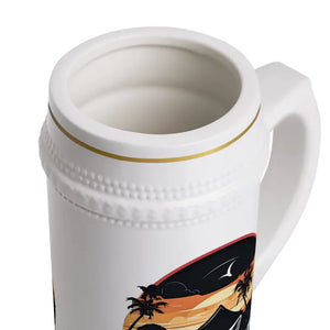 Mug - Japanese Cat Samurai Beer Stein 22oz Ceramic White - Dipaliz