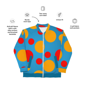 Vibrant Bomber Jacket - Large Colorful Polka Dots - Dipaliz - Jackets