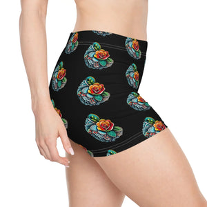 Floral Women’s Shorts - Large Flowers Polyester Spandex - Dipaliz