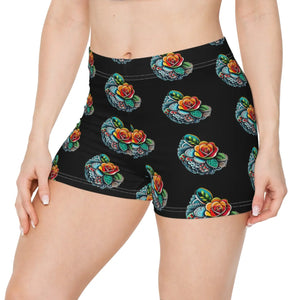 Floral Women’s Shorts - Large Flowers Polyester Spandex - Dipaliz