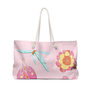 Oversized Polyester Weekender Bag - Large Flowers Pink Design - Dipaliz - 24’’ × 13’’ - Bags
