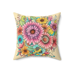 Bold Floral Throw Pillow – Polyester Square Design - Dipaliz - Pillows