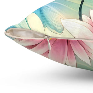 Cyan Floral Pattern – Spun Polyester Square - Dipaliz - Throw Pillows