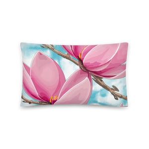 Large Pink Magnolia Pillow – Soft Floral - Dipaliz - Throw Pillows