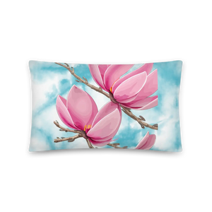 Large Pink Magnolia Pillow – Soft Floral - Dipaliz - Throw Pillows