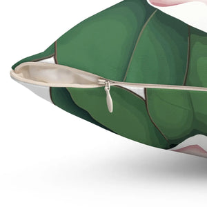 Large Pink Magnolia Polyester Square Pillow - Dipaliz - Throw Pillows