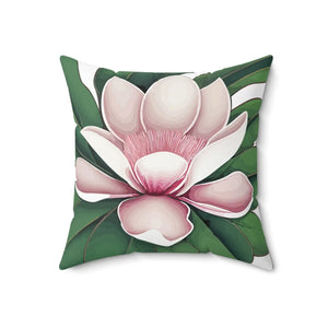 Large Pink Magnolia Polyester Square Pillow - Dipaliz - Throw Pillows