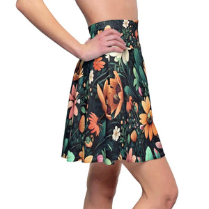 Green Floral Skater Skirt - Large Showy Flowers - Dipaliz - Skirts - l
