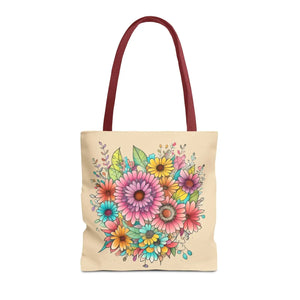 Vibrant Floral Print Tote Bag - Large Polyester - Dipaliz - Bags