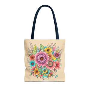 Vibrant Floral Print Tote Bag - Large Polyester - Dipaliz - Bags