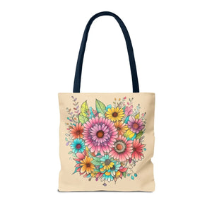 Vibrant Floral Print Tote Bag - Large Polyester - Dipaliz - Bags