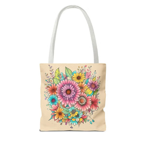Vibrant Floral Print Tote Bag - Large Polyester - Dipaliz - Bags