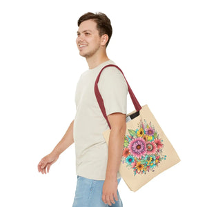 Vibrant Floral Print Tote Bag - Large Polyester - Dipaliz - Bags