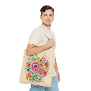 Vibrant Floral Print Tote Bag - Large Polyester - Dipaliz - Bags
