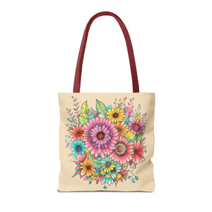 Vibrant Floral Print Tote Bag - Large Polyester - Dipaliz - Bags