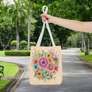 Vibrant Floral Print Tote Bag - Large Polyester - Dipaliz - Bags