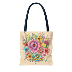 Vibrant Floral Print Tote Bag - Large Polyester - Dipaliz - Bags