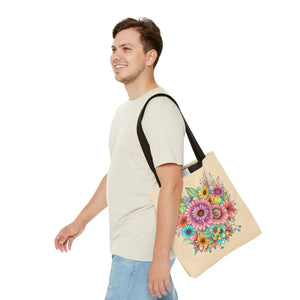 Vibrant Floral Print Tote Bag - Large Polyester - Dipaliz - Bags