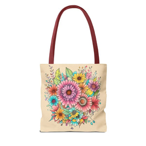 Vibrant Floral Print Tote Bag - Large Polyester - Dipaliz - Bags