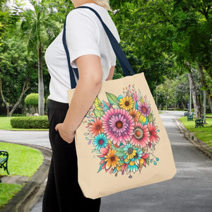 Vibrant Floral Print Tote Bag - Large Polyester - Dipaliz - Bags