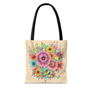 Vibrant Floral Print Tote Bag - Large Polyester - Dipaliz - Bags