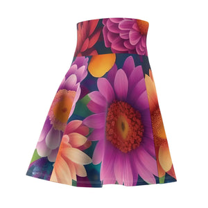 Large Vibrant Flowers Skater Skirt - Casual Women’s Dress - Dipaliz - Skirts - l