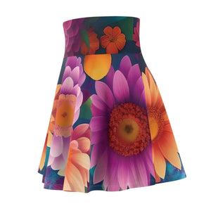 Large Vibrant Flowers Skater Skirt - Casual Women’s Dress - Dipaliz - Skirts - l