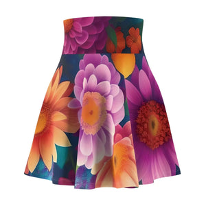 Large Vibrant Flowers Skater Skirt - Casual Women’s Dress - Dipaliz - Skirts - l