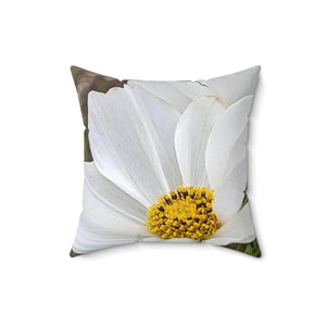 White Daisy Flower Throw Pillow Spun Polyester Square - Dipaliz - Pillows
